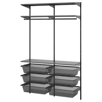 BOAXEL Wardrobe combination, anthracite, 125x40x201 cm