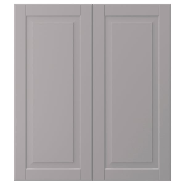 BODBYN 2-p door f corner base cabinet set, grey, 33x76 cm