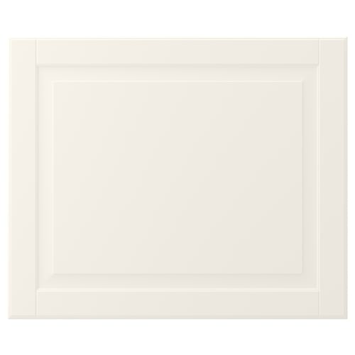 BODBYN off-white cabinet door. Classic design with bevelled panels, smooth lacquered surface.