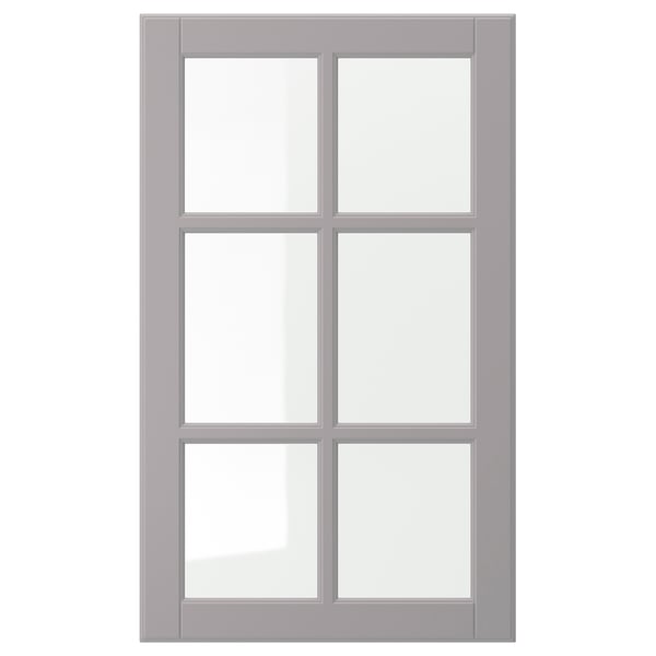 BODBYN Glass door, grey, 46x76 cm