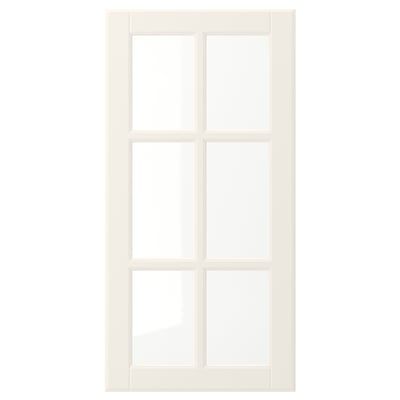 BODBYN Glass door, off-white, 38x76 cm