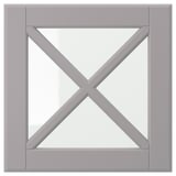 BODBYN Glass door with crossbar, grey, 38x38 cm