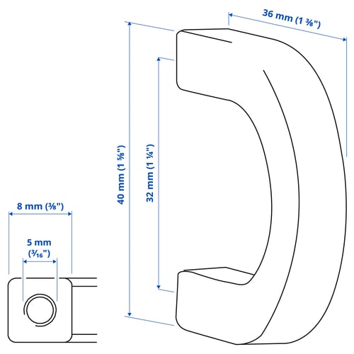 Illustration with measurements for the product: BORGHAMN.