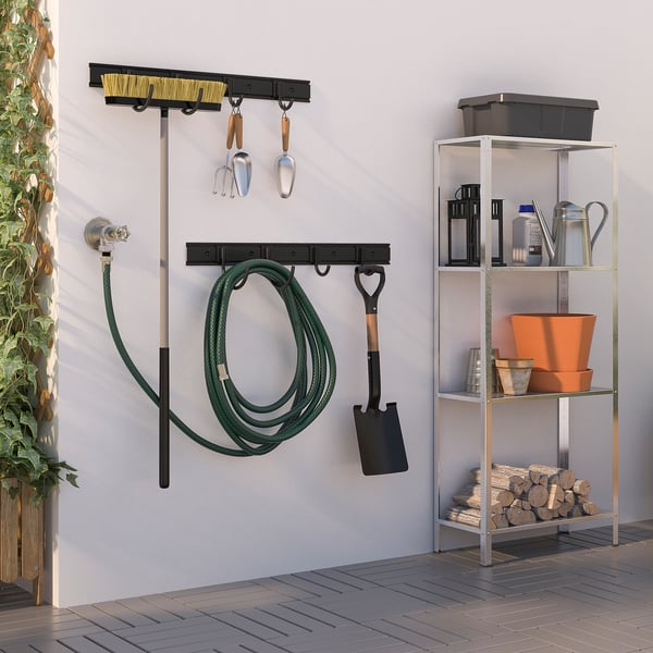brandur rail with 4 hooks in outdoor black 76 cm ikea