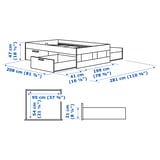 BRIMNES Bed frame with storage, black/Luröy, King