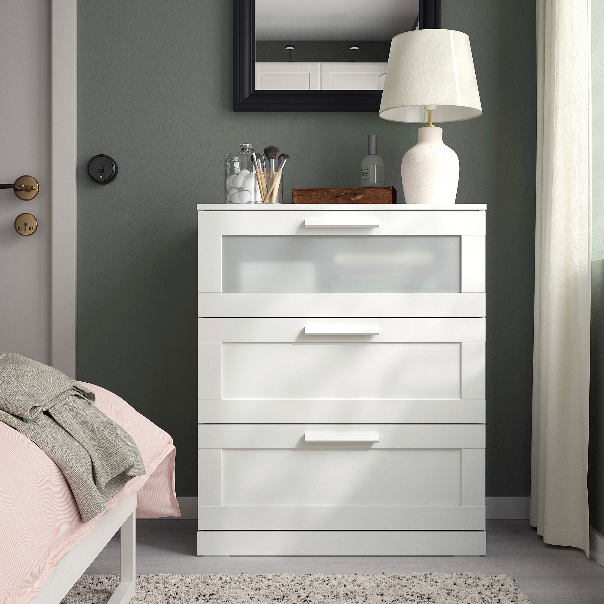 BRIMNES Chest of 3 drawers, white, 78x95 cm