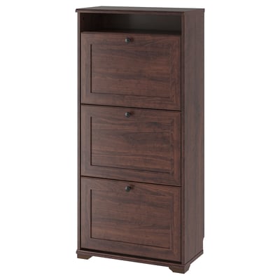 BRUSALI Shoe cabinet with 3 compartments, brown, 61x30x130 cm
