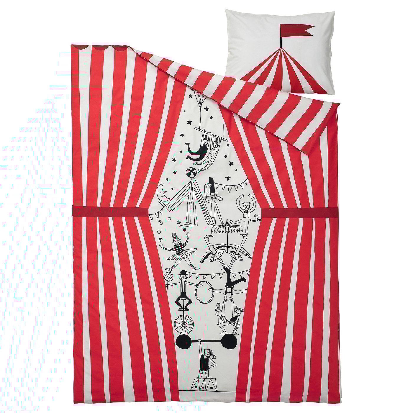 BUSENKEL duvet cover and pillowcase, circus pattern red