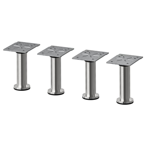 Four stainless steel CAPITA legs with adjustable mounts; grey mounting plates.