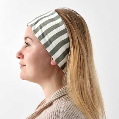DOFTDRACENA Headband with nylon fastener, white/grey-green