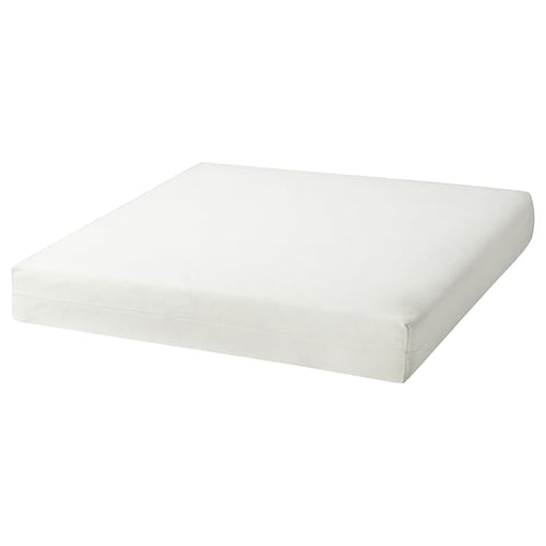 A DUVHOLMEN white cushion with a rectangular shape and soft padding, designed for comfort.