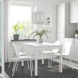 EKEDALEN / LIDÅS Table and 4 chairs, white/white white, 120/180 cm