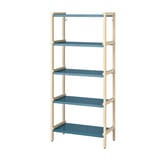 EKENABBEN Open shelving unit, aspen/blue, 70x34x154 cm