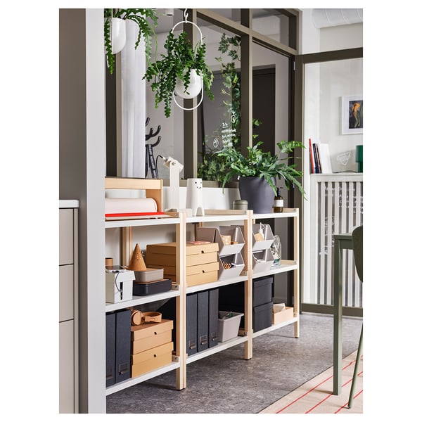 EKENABBEN Open shelving unit, aspen/white, 70x34x86 cm