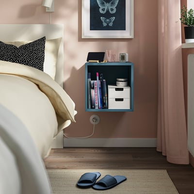 EKET Wall-mounted shelving unit, dark grey-blue, 35x35x35 cm