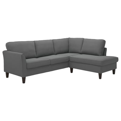 EKHOLMA Corner sofa, 4-seat with open end, Hakebo dark grey