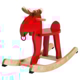EKORRE Rocking-moose, red/rubberwood
