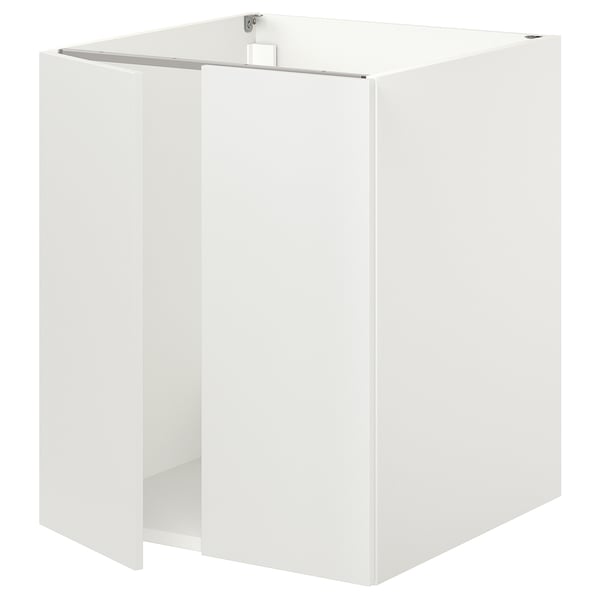 ENHET Base cabinet for sink w doors, white, 61x63x76 cm