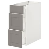 ENHET Base cabinet with 3 drawers, white/grey frame, 30x63x76 cm