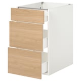 ENHET Base cabinet with 3 drawers, white/oak effect, 46x63x76 cm