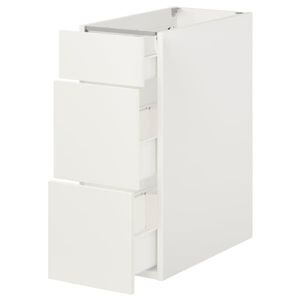 ENHET Base cabinet with 3 drawers, white, 30x63x76 cm