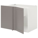ENHET Corner base cabinet with shelf/door, white/grey frame