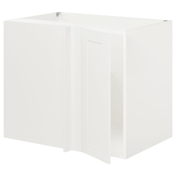ENHET Corner base cabinet with shelf/door, white/white frame