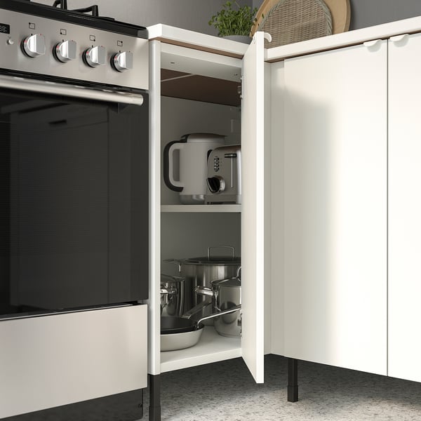 ENHET Corner base cabinet with shelf/door, white