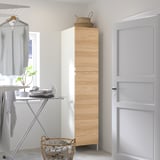ENHET High cabinet with 2 doors, white/oak effect, 45.7x62.9x203.2 cm