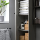 ENHET High cb with 1 door, grey/grey frame, 30x32x183 cm