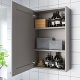 ENHET Mirror cb with 1 door, grey/grey frame, 46x17x76 cm