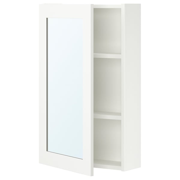 ENHET Mirror cb with 1 door, white/white frame, 46x17x76 cm