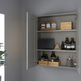 ENHET Mirror cb with 2 doors, grey/grey frame, 61x17x76 cm
