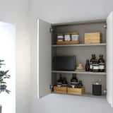 ENHET Mirror cb with 2 doors, grey, 61x17x76 cm
