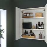 ENHET Mirror cb with 2 doors, white/white frame, 61x17x76 cm