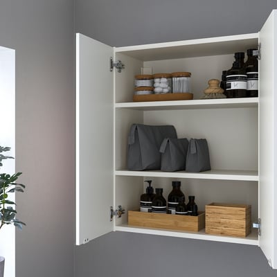 ENHET Mirror cb with 2 doors, white, 61x32x76 cm