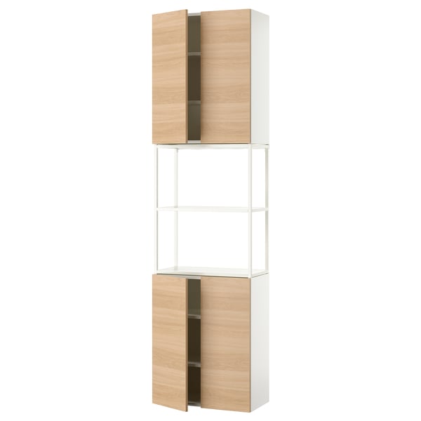 ENHET Storage combination, white/oak effect, 61x32x229 cm