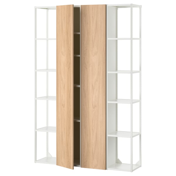 ENHET Storage combination, white/oak effect, 122x32x183 cm