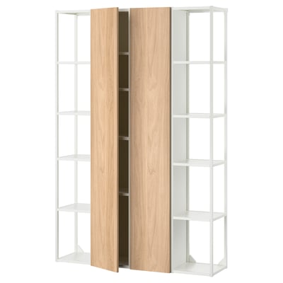 ENHET Storage combination, white/oak effect, 122x32x183 cm