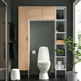 ENHET Storage combination, white/oak effect, 137x32x203 cm