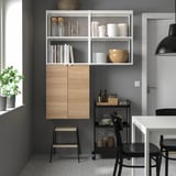 ENHET Storage combination, white/oak effect, 122x32x152 cm