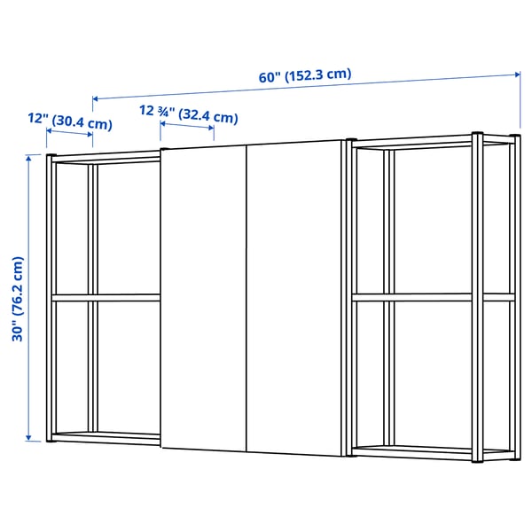 ENHET Storage combination, white/oak effect, 152x32x76 cm