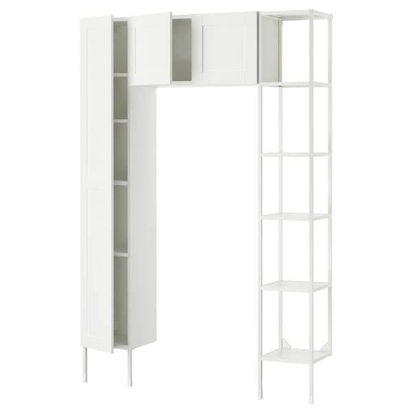 ENHET Storage combination, white/white frame, 137x32x203 cm