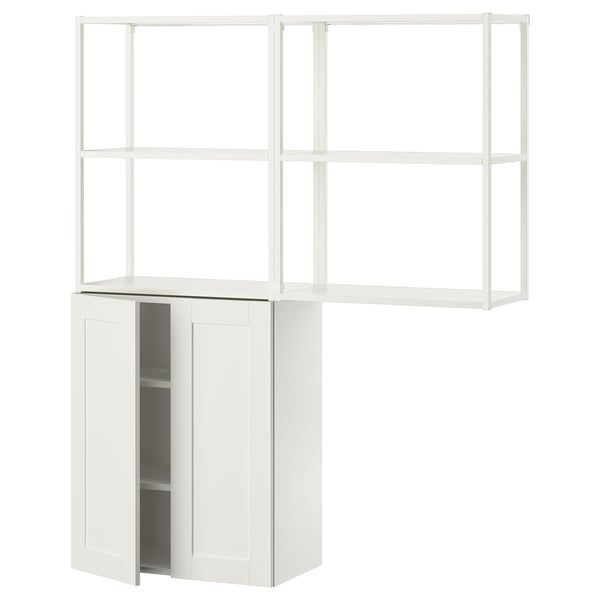 ENHET Storage combination, white/white frame, 122x32x152 cm