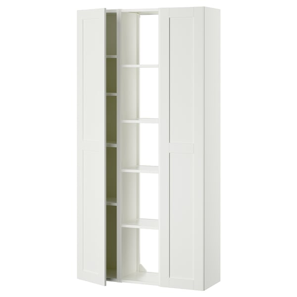 ENHET Storage combination, white/white frame, 91x32x183 cm