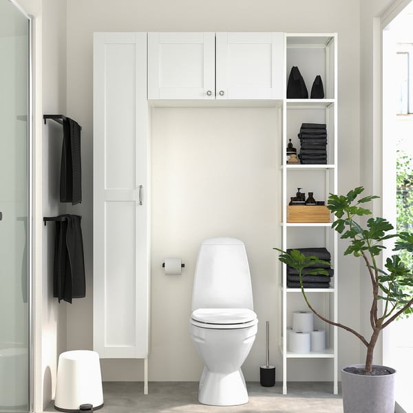 ENHET Storage combination, white/white frame, 137x32x203 cm