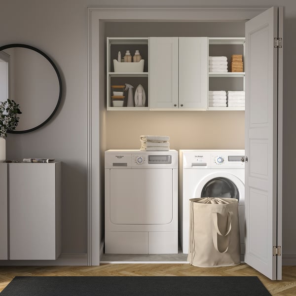 ENHET Storage combination, white/white frame, 152x32x76 cm
