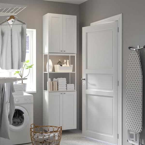ENHET Storage combination, white/white frame, 61x32x229 cm