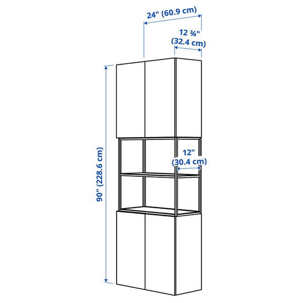 ENHET Storage combination, white/white frame, 61x32x229 cm
