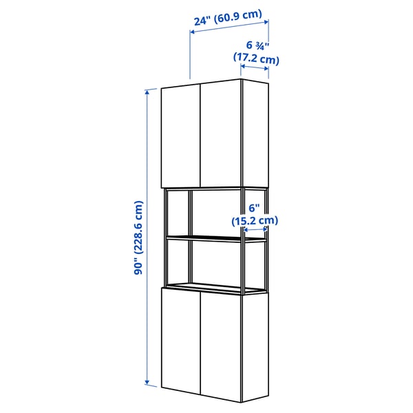 ENHET Storage combination, white, 61x17x229 cm